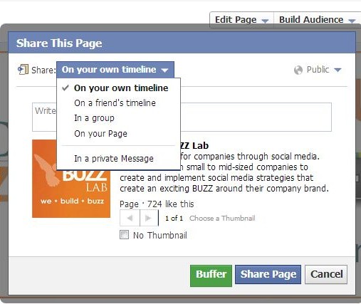 Share your Facebook Page on your timeline